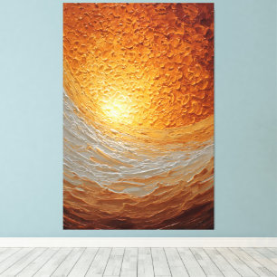 Impressão Em Tela Parede Abstrata Texturizada Âmbar e Creme Girando 