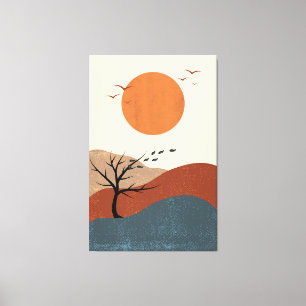 Impressão Em Tela Parede de Ilustração Colorida Vermelha, Laranja e 