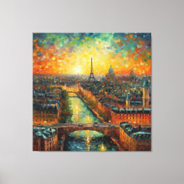 Impressão Em Tela Paris à noite, estilo van Gogh