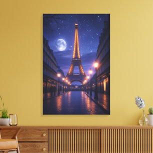 Impressão Em Tela Paris ao Luar – Noite Romântica da Torre Eiffel