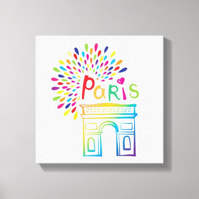 Impressão Em Tela Paris França | Arc de Triomphe | Neon Design (Frente)