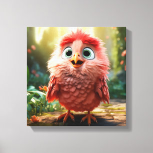 Impressão Em Tela Parker - O Pintinho Cardinal Vermelho
