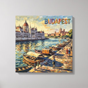 Impressão Em Tela Parlamento de Budapeste à Beira do Danúbio Esticad