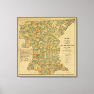 Impressão Em Tela Paróquia mapa de Baton Rouge do leste, Louisiana