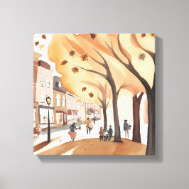 Impressão Em Tela Parque da Cidade de Outono | Aquarela de Folhagem 