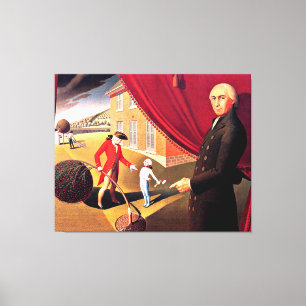 Impressão Em Tela Parson Weem's Fable, belas artes por Grant Wood