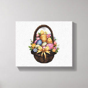 Impressão Em Tela Páscoa Dia Páscoa Cesta de Ovos Coloridos Flores