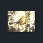 Impressão Em Tela Pássaro Amarelo e Verde no Fundo da Vintage<br><div class="desc">Essa mistura de pintura e esboço retrata um close-up de um pássaro amarelo e verde sobre um simples fundo preto e bege. As linhas brancas no fundo adicionam um tom de vintage. Esta imagem seria ajustado perfeita em qualquer produto Zazzle personalizável.</div>