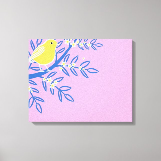Impressão Em Tela Pássaro Amarelo Ilustrado (Frente)