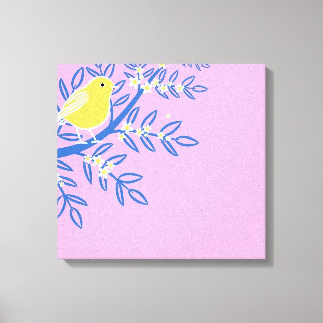 Impressão Em Tela Pássaro Amarelo Ilustrado (Frente)