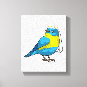 Impressão Em Tela Pássaro como Noiva com Grinalda de flores