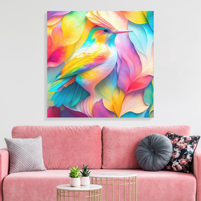 Impressão Em Tela Pássaro de Seda Fantasia (Insitu(Sala de estar))
