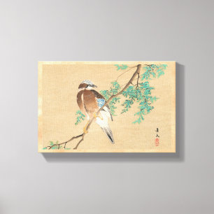 Impressão Em Tela Pássaro e flor, Eurasian Jay e chinês Arborvit