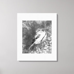Impressão Em Tela Pássaro Pardal em Floresta em Aquarela