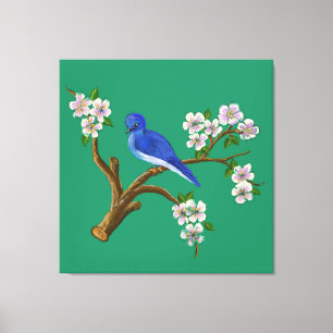 Impressão Em Tela Pássaro selvagem azul
