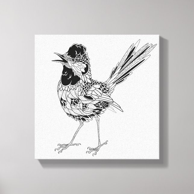 Impressão Em Tela Pássaro - Tatuagem 6 (Frente)