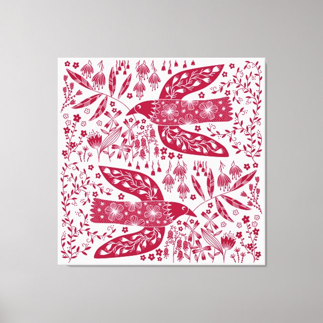 Impressão Em Tela Pássaro Vermelho (Frente)