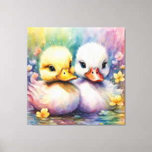 Impressão Em Tela Pássaros Arco-Íris Duck 2