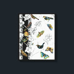 Impressão Em Tela Pássaros e borboletas em um fundo preto e branco<br><div class="desc">A artista Chariklia Zarris é uma pintora e designer talentosa. Ela gosta de pintar pássaros e animais selvagens e esta foto não é exceção. As cores vivas das aves e das borboletas são acentuadas pelos ramos preto e branco no fundo.</div>