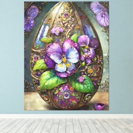 Impressão Em Tela Pássaros Sanguinados Violetas Flores Selvagens Ovo