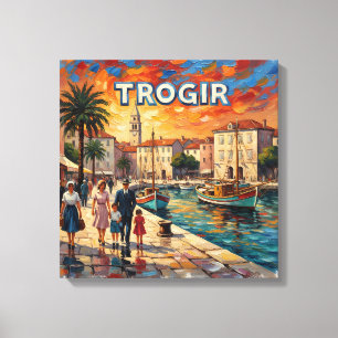 Impressão Em Tela Passeio ao Pôr do Sol na Orla de Trogir em Tela