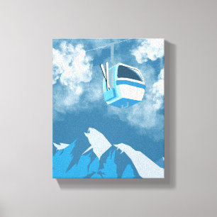 Impressão Em Tela Passeio de Gôndola Pintura de Inverno na Montanh