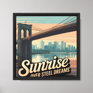 Impressão Em Tela Passeio Matinal na Ponte de Brooklyn