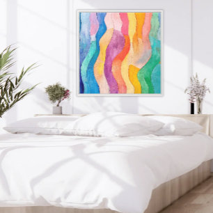 Impressão Em Tela Pastel Bright Abstrato Art em ondas verticais