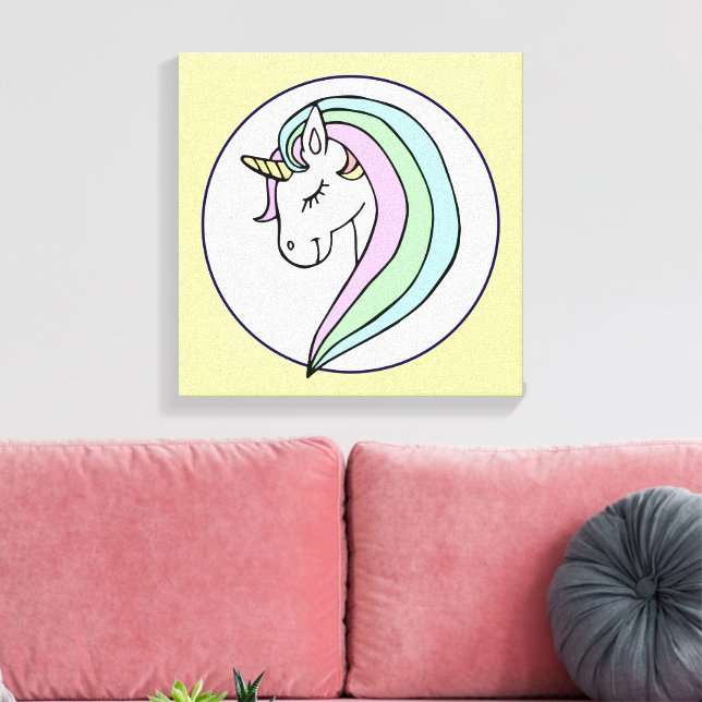 Impressão Em Tela Pastel Rainbow Unicorn (Insitu(Sala de estar))