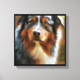Impressão Em Tela Pastor Australiano - Retrato de Cachorro