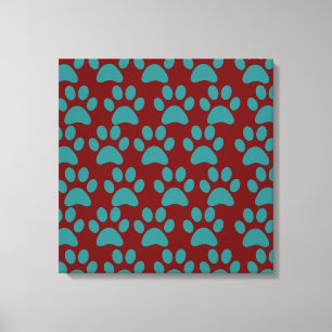 Impressão Em Tela Pata Cachorro Cachorro Vermelha Imprime Azul