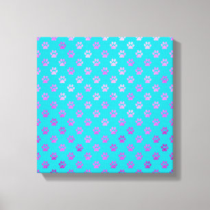 Impressão Em Tela Pata de Cachorro Imprimir Azul Azul-Azul-Aquarela