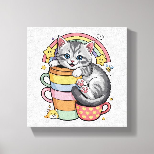 Impressão Em Tela Patas Pastéis & Sorvos Arco-íris (Frente)