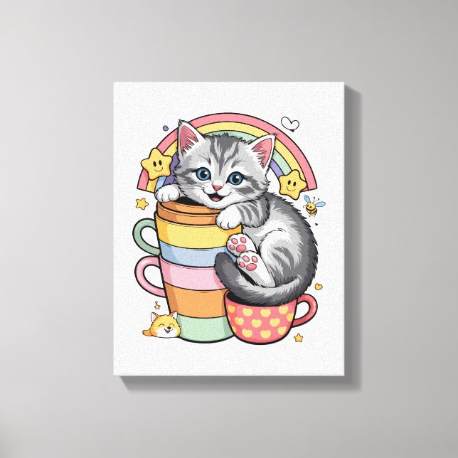 Impressão Em Tela Patas Pastel & Sorvos Arco-íris (Frente)