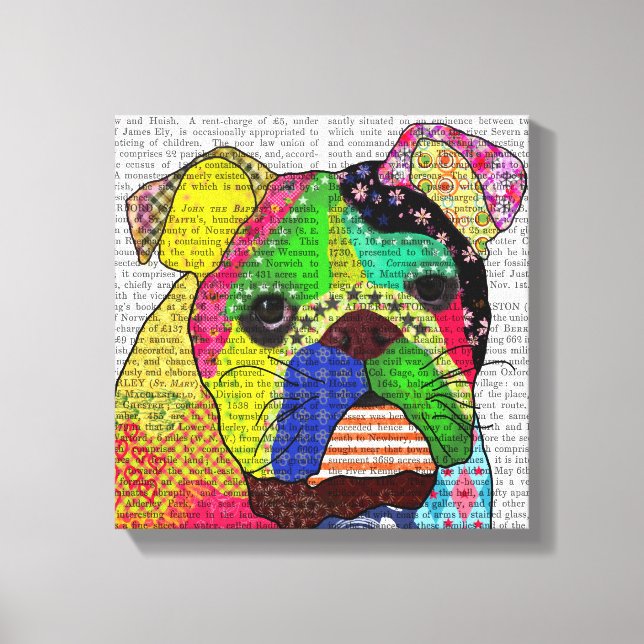 Impressão Em Tela Patchwork Bulldog (Frente)