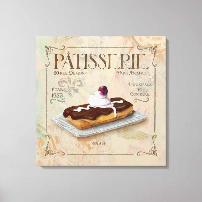 Impressão Em Tela Patisserie III Decor de Muro Francês (Frente)