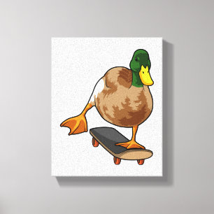 Impressão Em Tela Pato como skater com skate