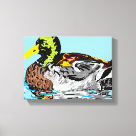 Impressão Em Tela Pato em um Pond/Small (24,00" x 16,00"), 1,5", Sin