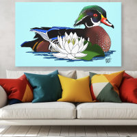 Pato Madeira Colorido Lírio D'Água Vida Selvagem A
