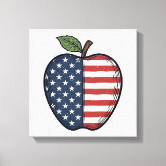 Impressão Em Tela Patriotic Apple Vintage Engraving Vector Design_1