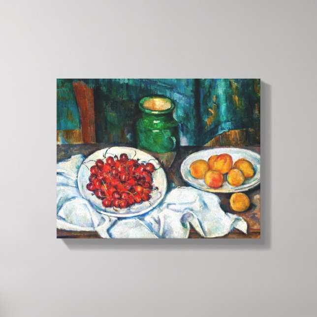Impressão Em Tela Paul Cezanne - Natureza Morta com Cerejas e Pêsseg (Frente)