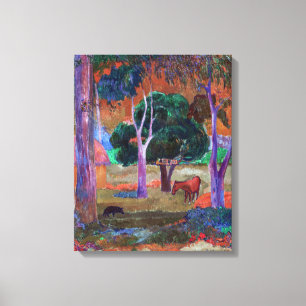 Impressão Em Tela Paul Gauguin - Paisagem com um Porco e um Cavalo