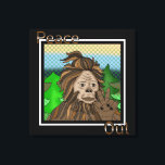 Impressão Em Tela Paz Fora | Arte de Pop de Sasquatch Bigfoot<br><div class="desc">A mão desenhou um desenho Bigfoot ou Sasquatch num estilo de arte retrô pop,  segurando um sinal de paz.</div>