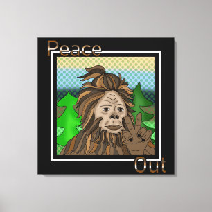 Impressão Em Tela Paz Fora Arte de Pop de Sasquatch Bigfoot