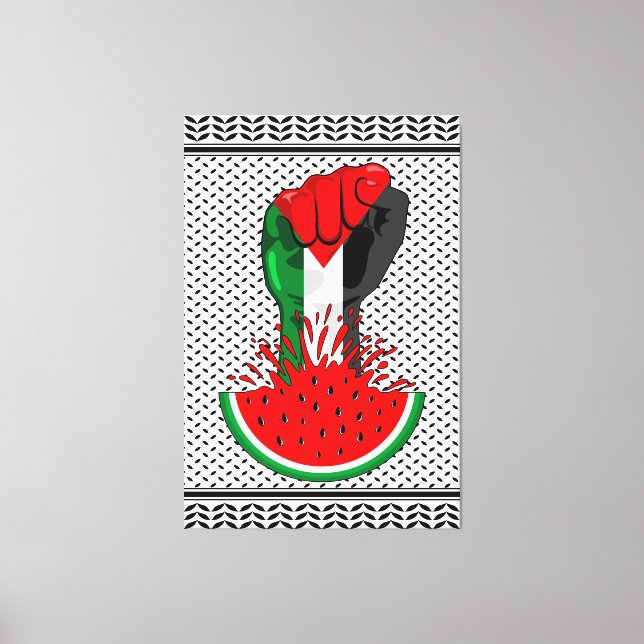 Impressão Em Tela Pé de resistência da Palestina em Watermelon (Frente)