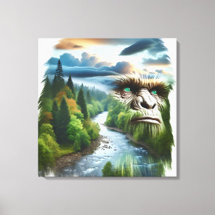Impressão Em Tela Pé-Grande de Exposição Dupla na Natureza