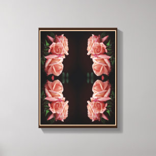 Impressão Em Tela Peach Rosa Trio Abstrato Floral Vintage