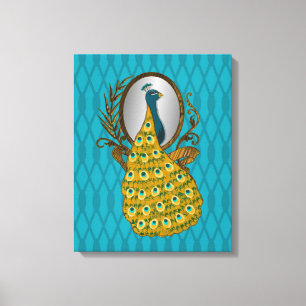 Impressão Em Tela Peacock Admitindo Sua Tela De Reflexão