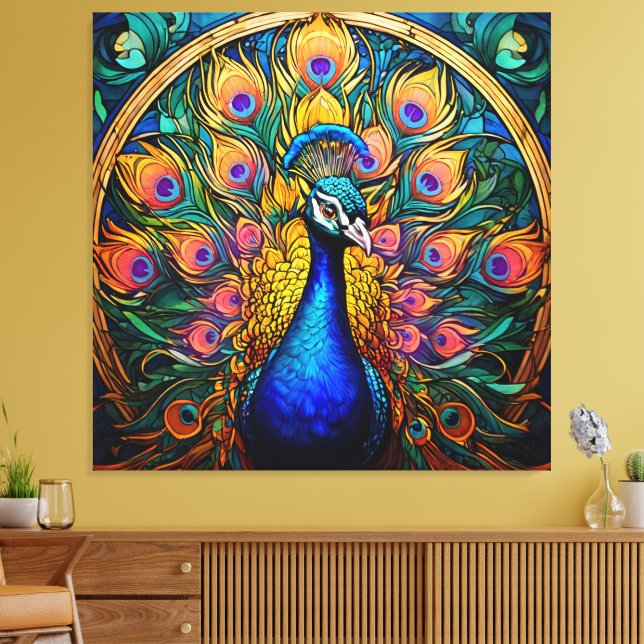 Impressão Em Tela Peacock Estilo de Vidro Obtido (Insitu(Sala de estar))