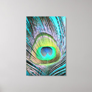 Impressão Em Tela Peacock Feather em Turquoise